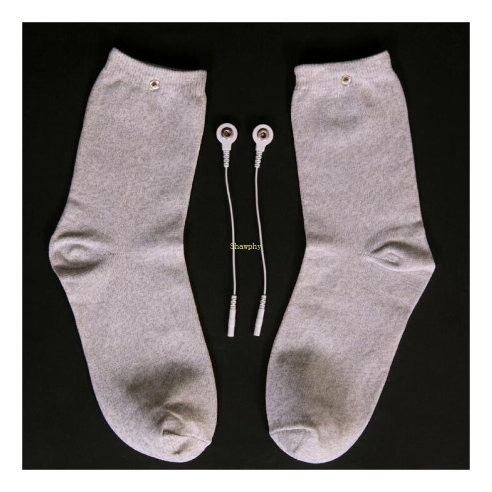 Dechoicelife Silver Large Size Conductive Fiber Electrode Socks Massage Tens Socks Use For Tens/Ems Machines With Cable