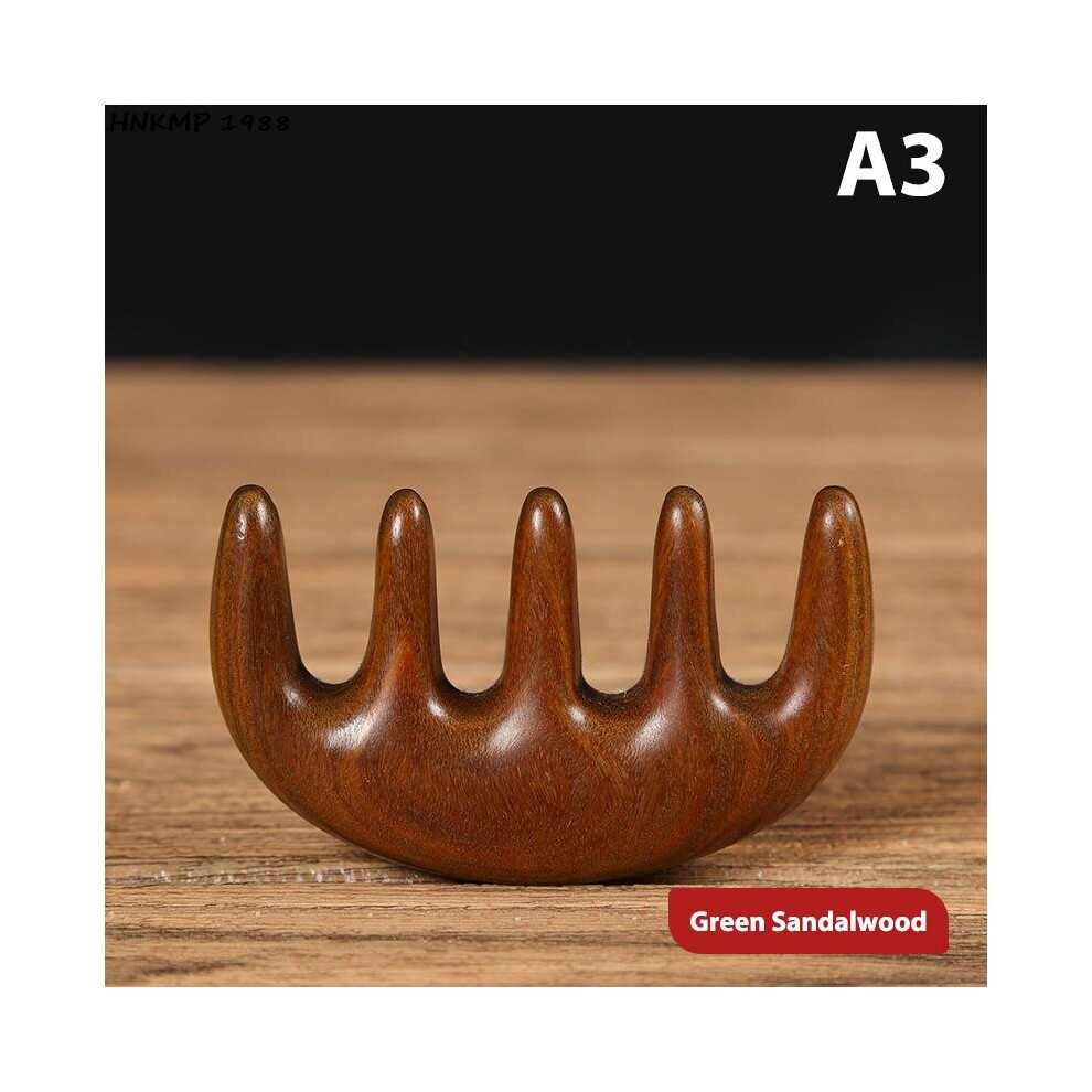 Dechoicelife Green (A-A3) Head Meridian Massage Comb Sandalwood Five Wide Tooth Comb Acupuncture Therapy Blood Circulation Anti-Static Smooth Hair