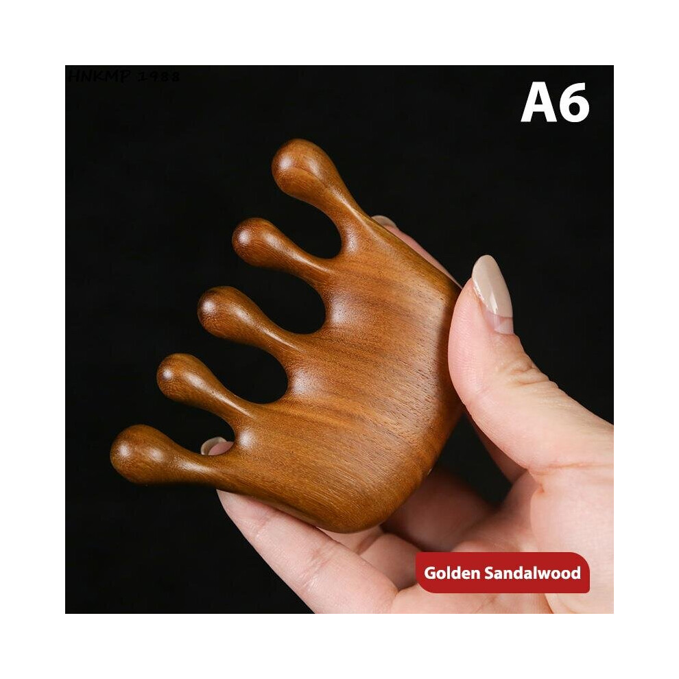 Dechoicelife Green (A-A6) Head Meridian Massage Comb Sandalwood Five Wide Tooth Comb Acupuncture Therapy Blood Circulation Anti-Static Smooth Hair