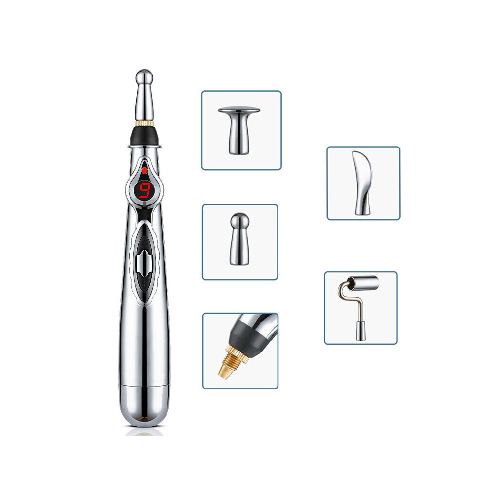 Dechoicelife (A-5Heads Pen) Electric Acupuncture Point Massage Pen Pain Relief Laser Therapy Electronic Meridian Energy Pen Body Head Back Neck Leg Massager