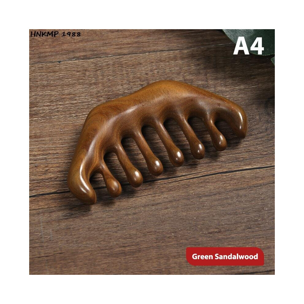 Dechoicelife Green (A-A4) Head Meridian Massage Comb Sandalwood Five Wide Tooth Comb Acupuncture Therapy Blood Circulation Anti-Static Smooth Hair