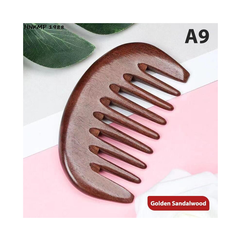 Dechoicelife Green (A-A9) Head Meridian Massage Comb Sandalwood Five Wide Tooth Comb Acupuncture Therapy Blood Circulation Anti-Static Smooth Hair
