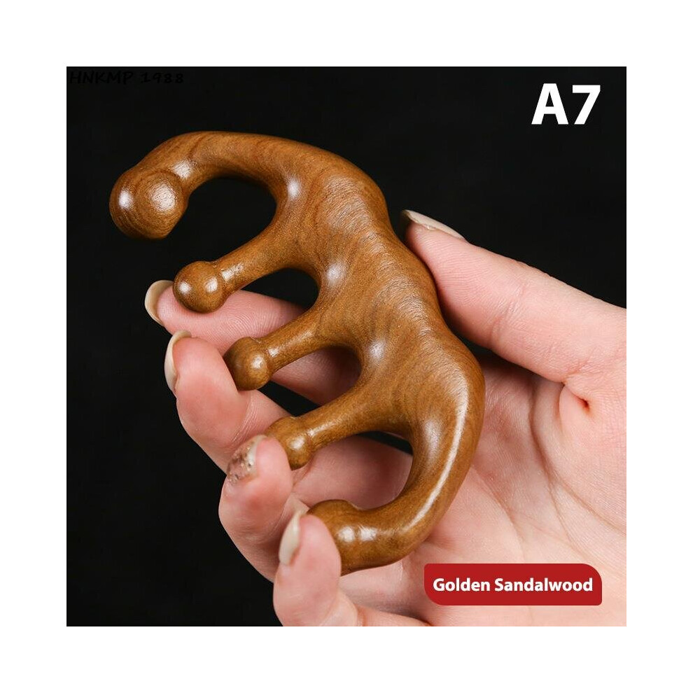 Dechoicelife Green (A-A7) Head Meridian Massage Comb Sandalwood Five Wide Tooth Comb Acupuncture Therapy Blood Circulation Anti-Static Smooth Hair