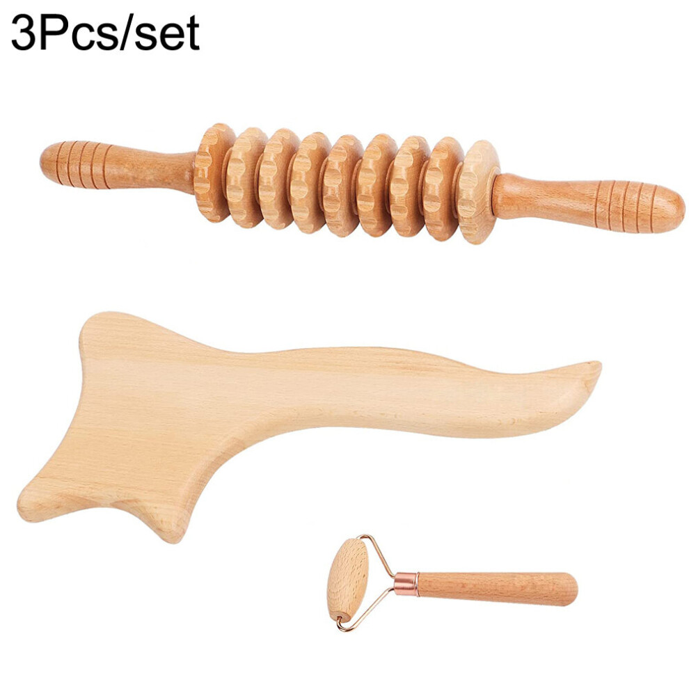 Dechoicelife (A-3Pcs) Wood Therapy Massage Tools,Maderoterapia,Wood Massage Tools For Body Shaping.maderotherapy.anti Cellulite Lymphatic Drainage Set