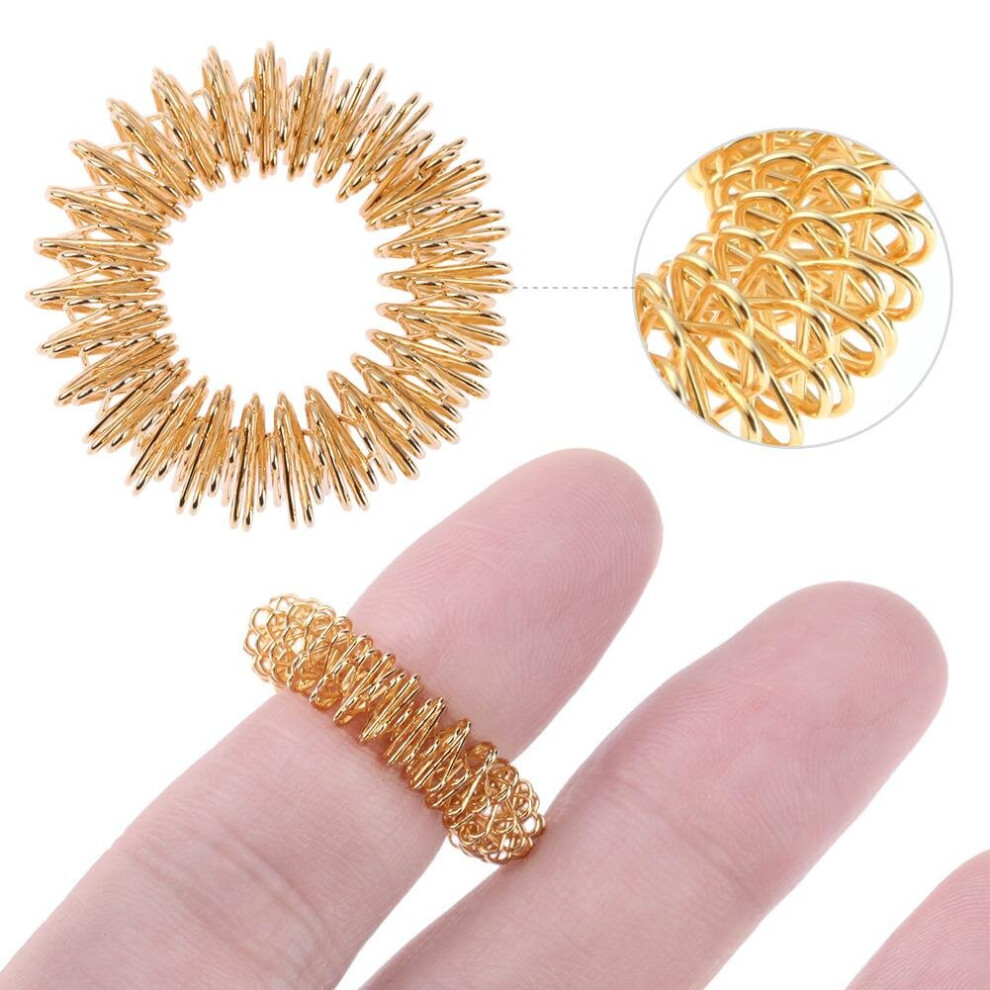 Dechoicelife (A-Gold) 1Pcs Titanium Steel Finger Massage Ring Acupuncture Ring Therapy Relax Hand Blood Circulation Pain Relief Health Care