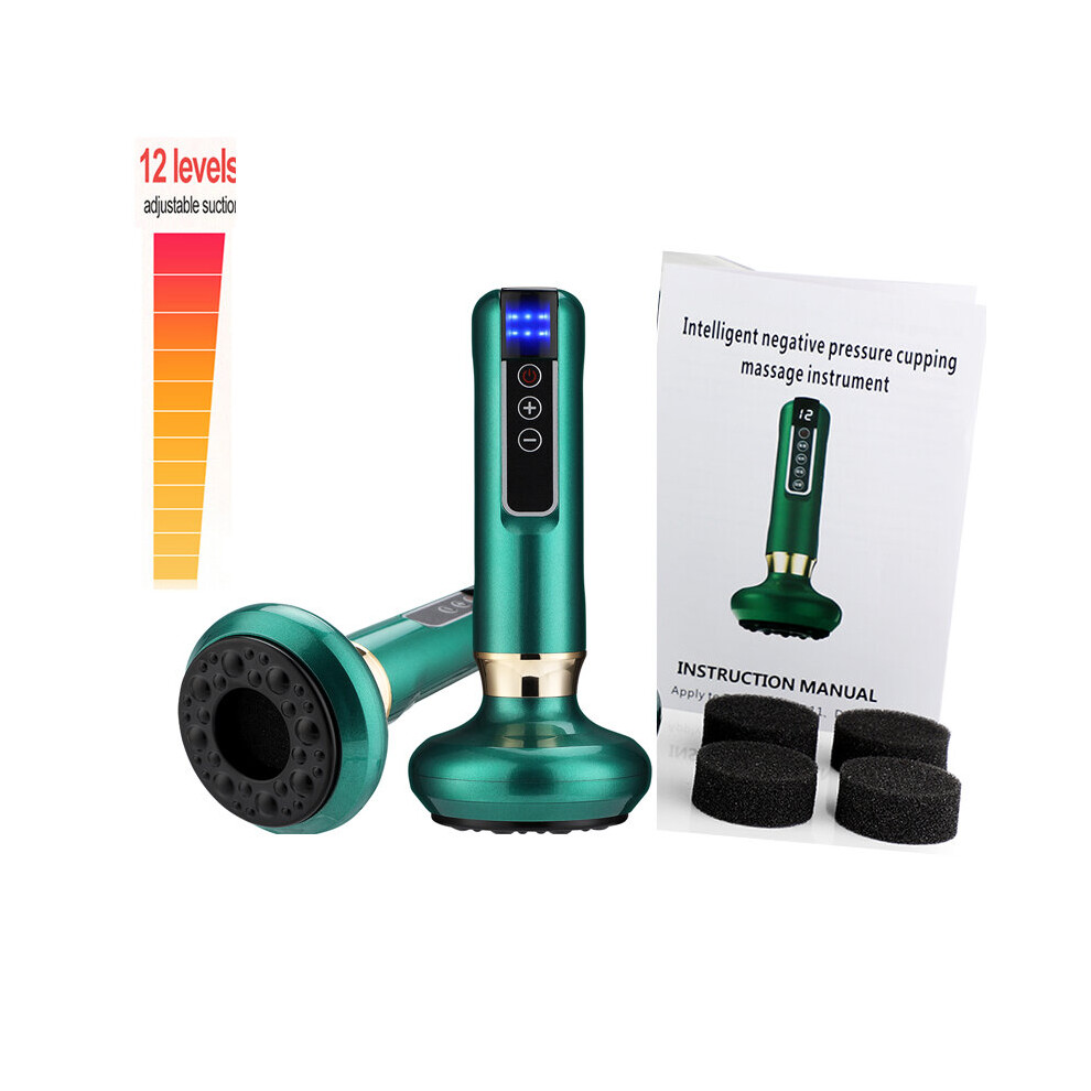 Dechoicelife (A-12 Gear Green) Electric Massager Body Cupping Scraping Vacuum Suction Cup Beauty Health Lose Body Fat Infrared Heat Slimming Massage Therapy