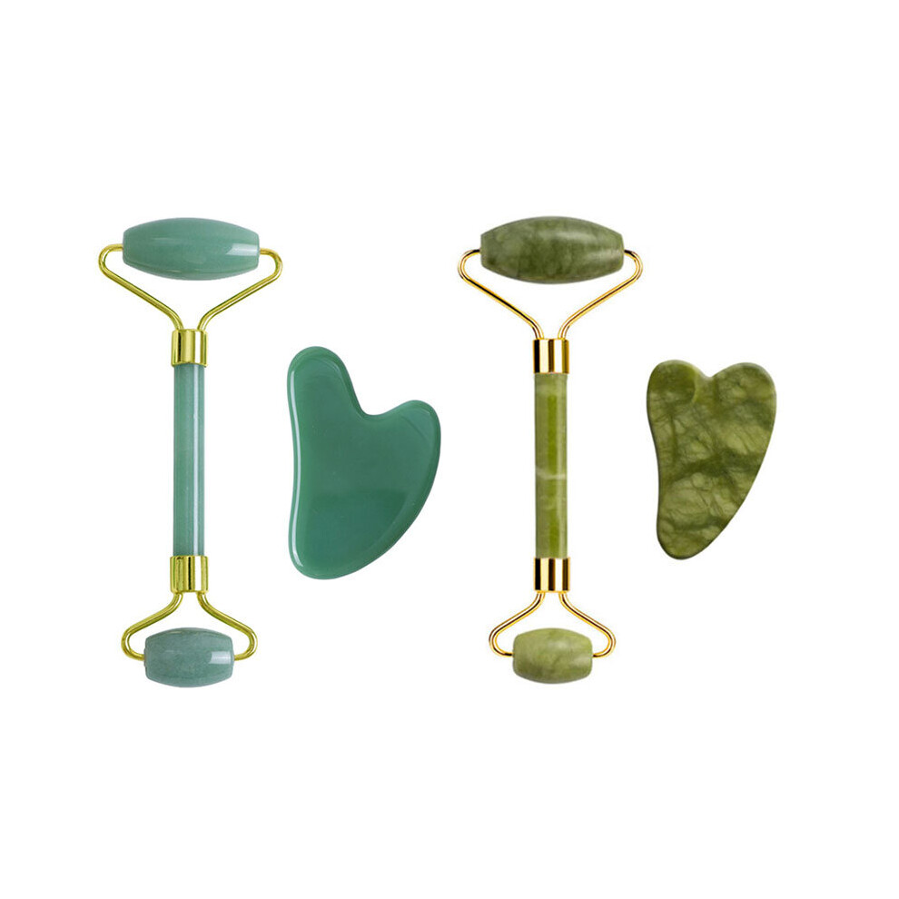 Dechoicelife (A-Type) Facial Massage Roller Gua Sha Set Natural Stone Gouache Scraper Face Roller Natural Stone Guasha Massage Tool Set Anti-Aging