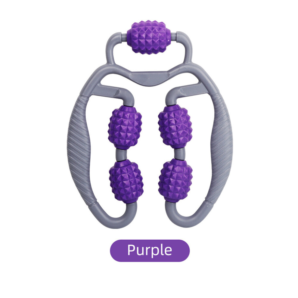 Dechoicelife (A-Purple 5 Wheels) Massage Roller Anti-Cellulite Massager Body Leg Slimming Roller Yoga Training Device U-Shaped Pilates Muscle Relaxation Roller