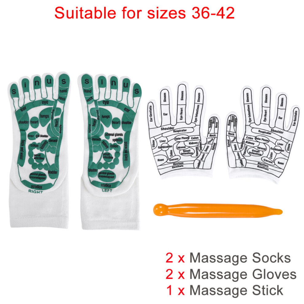 Dechoicelife (A-Set 1) Foot Massage Acupressure Socks & Gloves Physiotherapy Massage Relieve Tired Feet Reflexology Socks Foot Point Socks Health Care