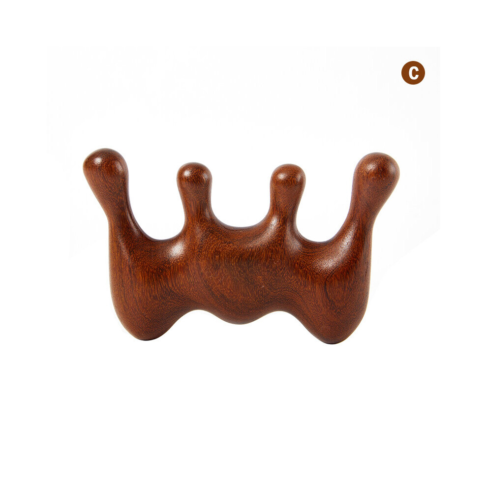 Dechoicelife Unisex (A-C) Head Meridian Massage Comb Sandalwood Five Wide Tooth Comb Acupuncture Therapy Blood Circulation Anti-Static Smooth Hair Comb