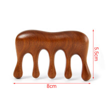 (a-J) Head Meridian Massage Comb Sandalwood Five Wide Tooth Comb Acupuncture Therapy Blood Circulation Anti-static Smooth Hair Comb