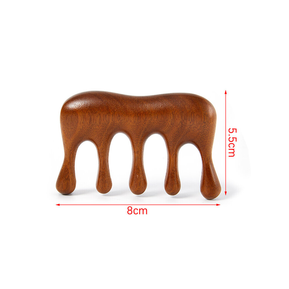 Dechoicelife Unisex (A-J) Head Meridian Massage Comb Sandalwood Five Wide Tooth Comb Acupuncture Therapy Blood Circulation Anti-Static Smooth Hair Comb