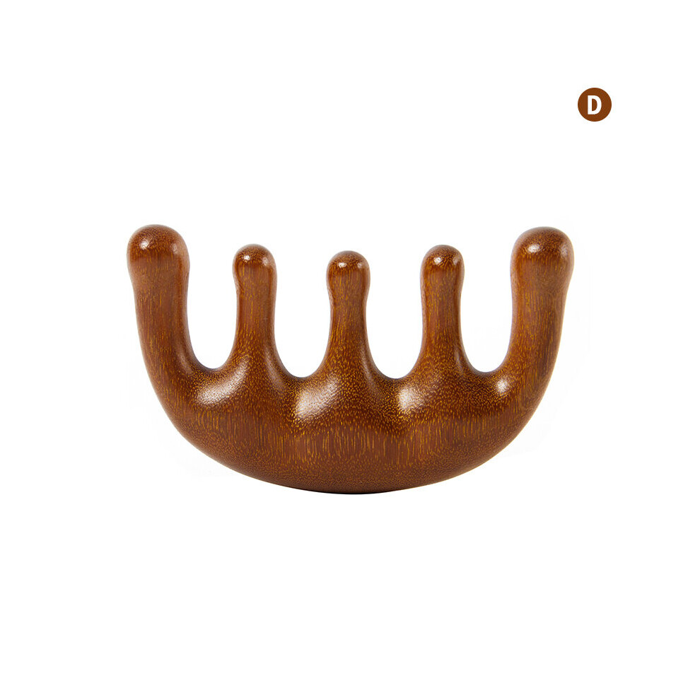 Dechoicelife Unisex (A-D) Head Meridian Massage Comb Sandalwood Five Wide Tooth Comb Acupuncture Therapy Blood Circulation Anti-Static Smooth Hair Comb