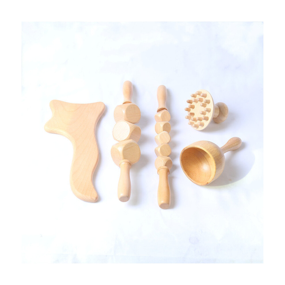 Dechoicelife 5Pcs Wood Therapy Massage Tools,Maderoterapia Colombiana,Lymphatic Drainage Massager Roller Therapy Cup,Anti Cellulite Gua Sha