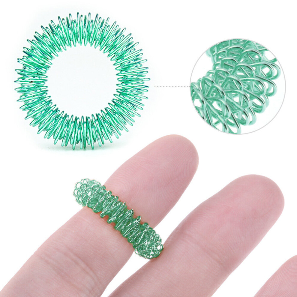 Dechoicelife (A-Green) 1Pcs Titanium Steel Finger Massage Ring Acupuncture Ring Therapy Relax Hand Blood Circulation Pain Relief Health Care