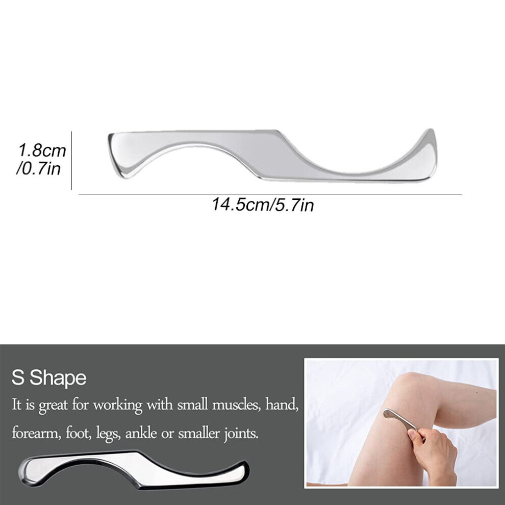 Dechoicelife (A-1) Stainless Steel Gua Sha Scraping Massage Tool,Iastm Tool Relieve Sore Muscles,Great Soft Tissue Mobilization Tool (S Shape)