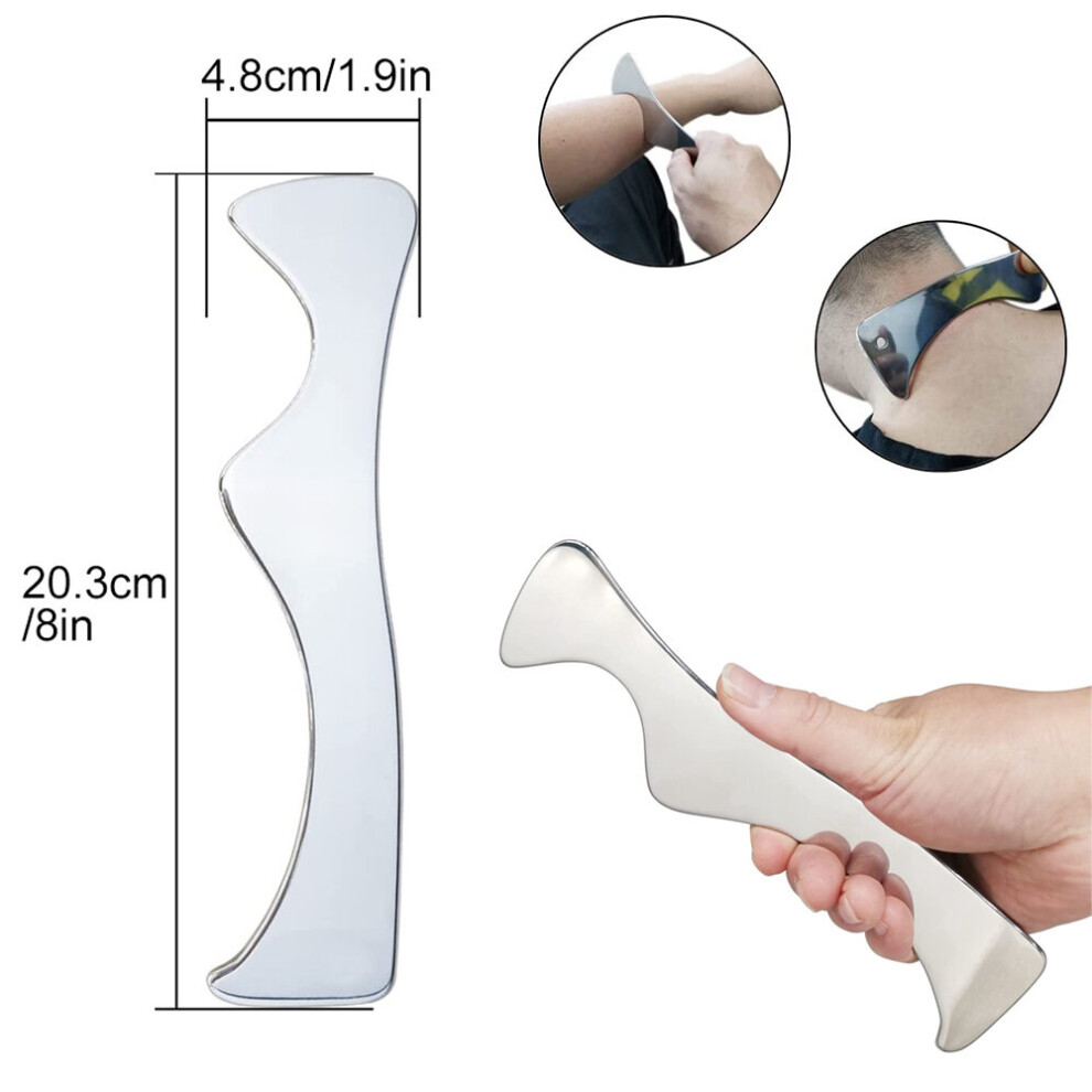 Dechoicelife (A-10) Stainless Steel Gua Sha Scraping Massage Tool,Iastm Tool Relieve Sore Muscles,Great Soft Tissue Mobilization Tool (S Shape)