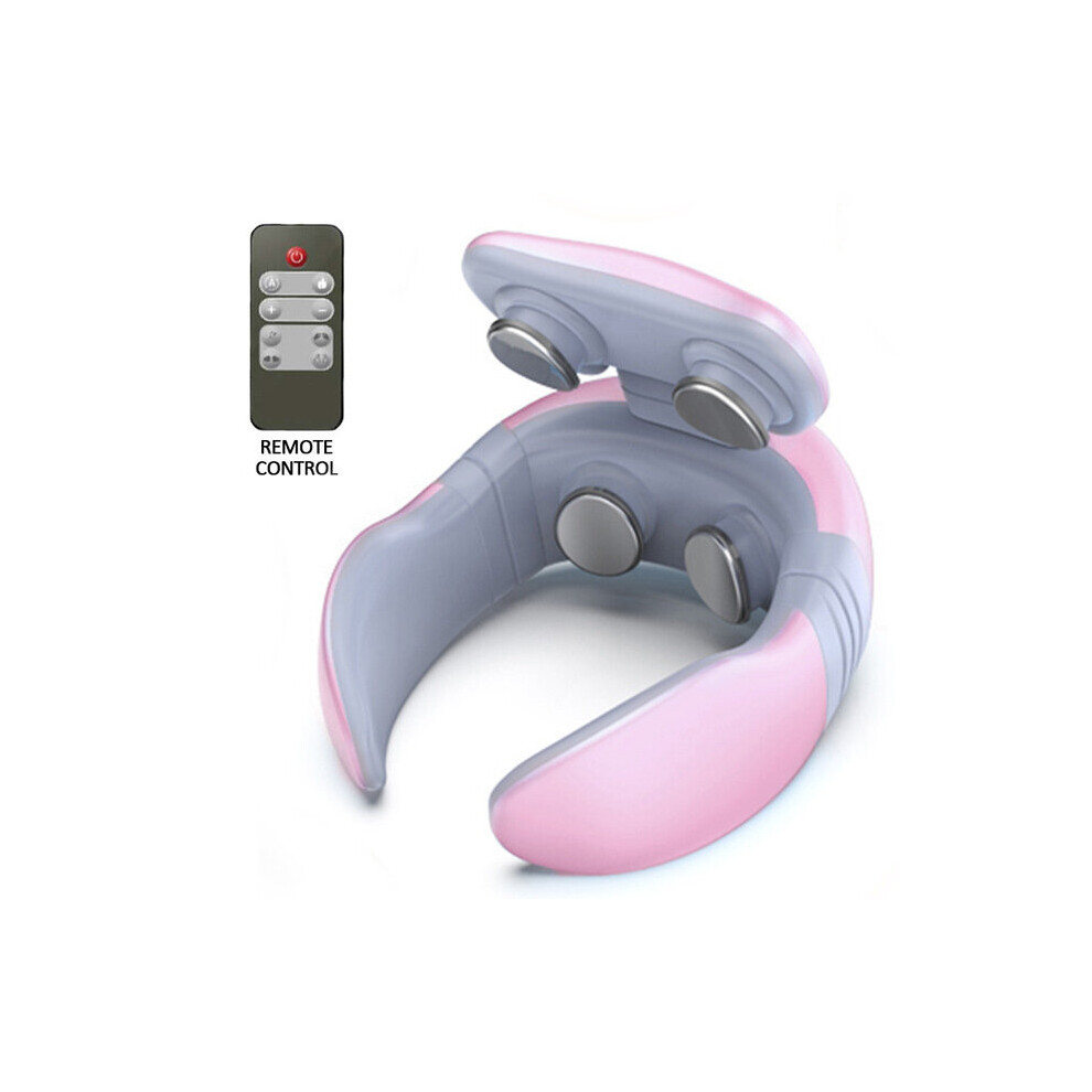Dechoicelife Pink (A-) Electric Neck Massager Cervical Physiotherapy Osteochondrosis Anti-Cellulite Shiatsu Shoulder Back Massage Pain Relief Machine