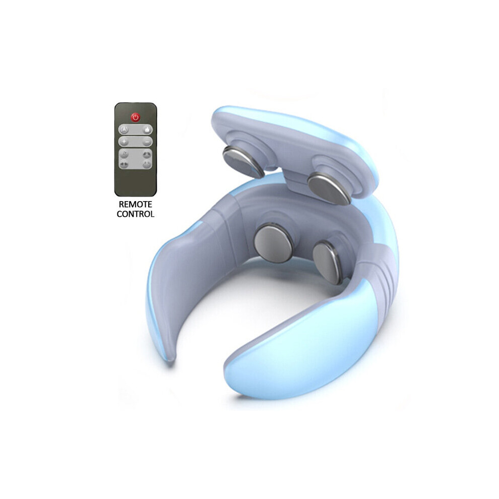 Dechoicelife Blue (A-) Electric Neck Massager Cervical Physiotherapy Osteochondrosis Anti-Cellulite Shiatsu Shoulder Back Massage Pain Relief Machine