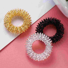 12pcs Acupressure Rings Fidget Rings Kids Teens Adults for Fidget Wellness Treatment Golden Silver Black