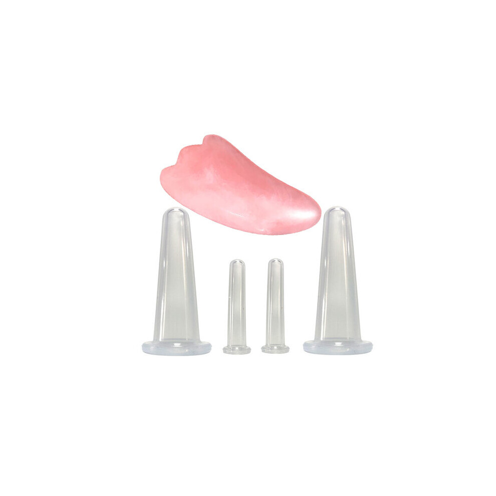 Dechoicelife (A-Transparent A) 5Pcs Cupping Guasha Set Gouache Scraper Silicone Massager For Face Anti-Cellulite Suction Cup Body Massage Face Care Tool