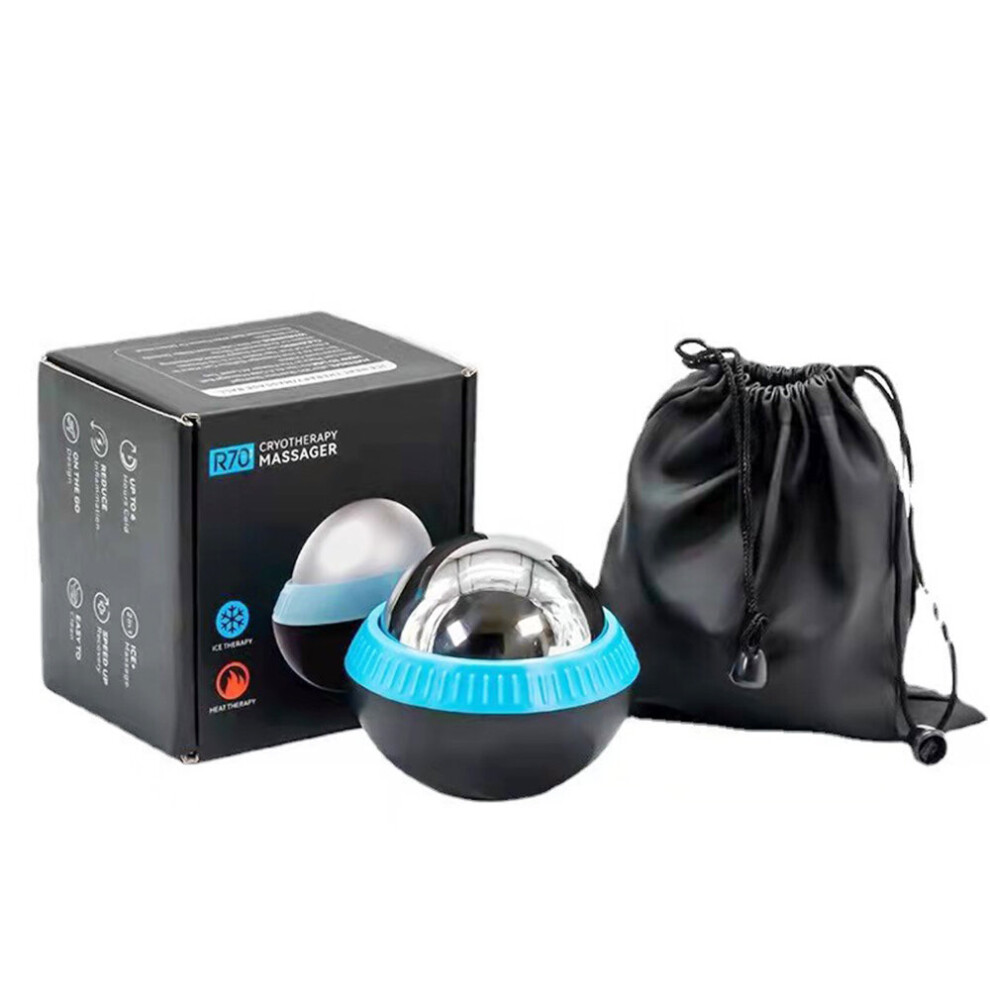 Dechoicelife (A-70Mm Blue With Box) Hot/Cold Massage Roller Ball Stainless Steel Body Therapy Ice Roller Pain Relief Deep Tissue Massage Balls Body Face Massager