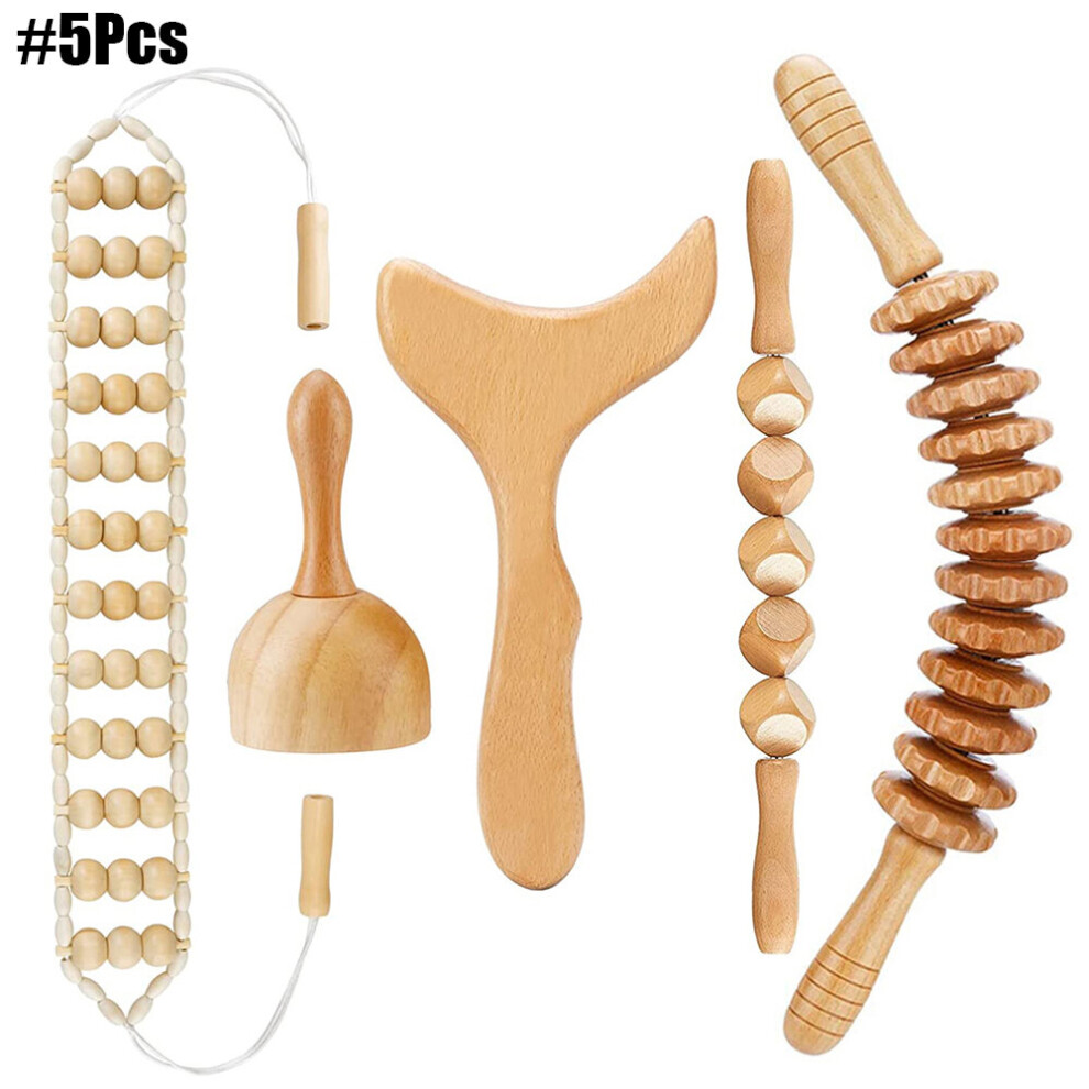 Dechoicelife (A-Auburn) Maderoterapia Kit Wood Therapy Massage Tools, Complete Kit Wood Therapy Tools For Body Shaping, Reducing Appearance Of Cellulite
