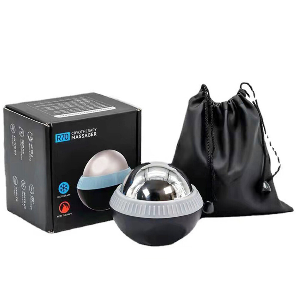 Dechoicelife (A-70Mm Gray With Box) Hot/Cold Massage Roller Ball Stainless Steel Body Therapy Ice Roller Pain Relief Deep Tissue Massage Balls Body Face Massager
