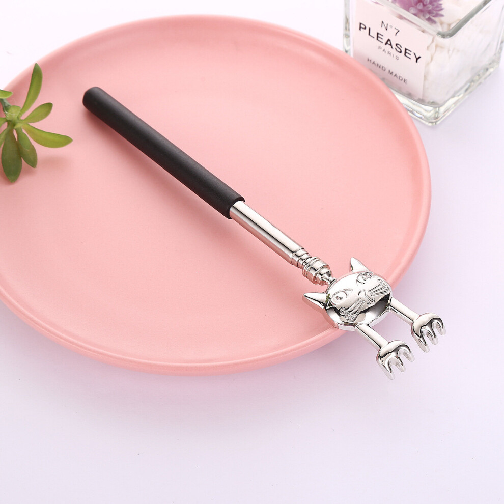Dechoicelife Black (A-) Stainless Steel Tickle Scratcher Cat Shape Convenient Scratching Retractable Massager To Relieve Itching Body Relaxation Massage