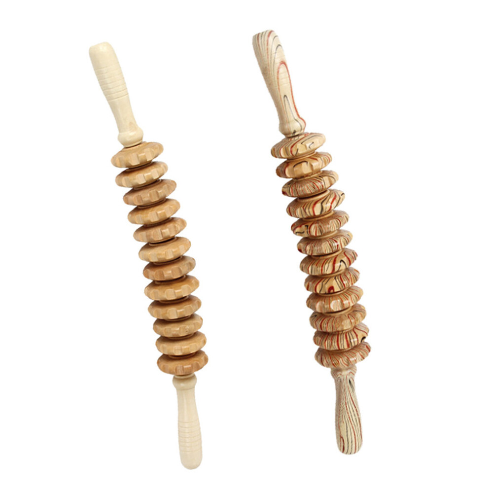 Dechoicelife (A-2Pcs-Set Massager) Tcare Bendable Wood Therapy Roller Massage Tool Lymphatic Drainage Maderoterapia Colombiana Cellulite Trigger Muscle Release New