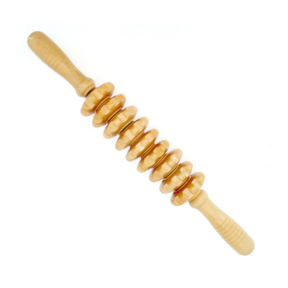Dechoicelife (A-Wood -9 Wheel) 9/12 Wheel Wood Therapy Roller Massage Tool Curved Maderoterapia Colombiana Massager Lymphatic Drainage Muscle Massage Relax