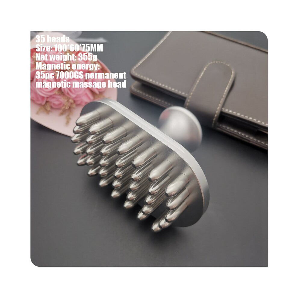 Dechoicelife Silver (A-35 Heads ) 7000Gs Magnetic Massage Comb Gua Sha Acupressure Trigger Point Massager Anti Cellulite Slimming Magnetotherapy Acid Discharge