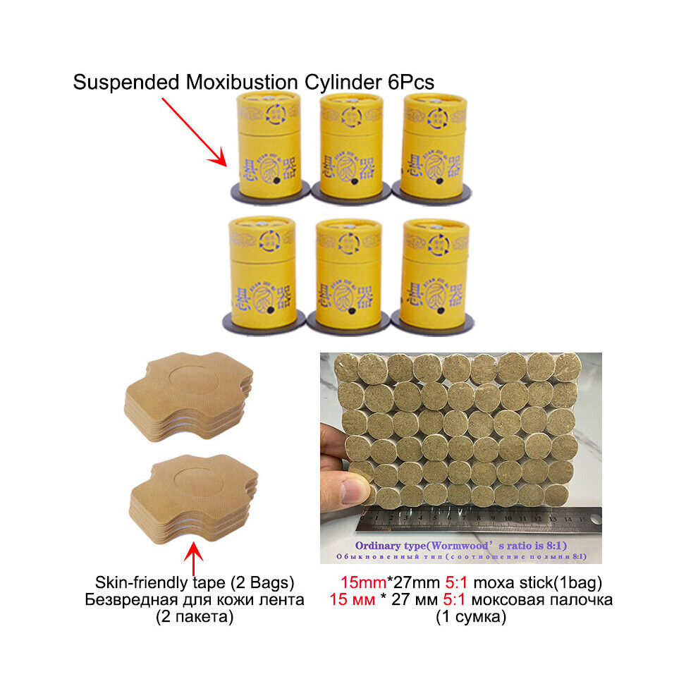 Dechoicelife (A-Set 2) Suspended Moxibustion Cylinder Moxa Stick Burner Mugwort Warm Acupoint Meridian Massage Therapy Cure Rheumatism Relieve Pain