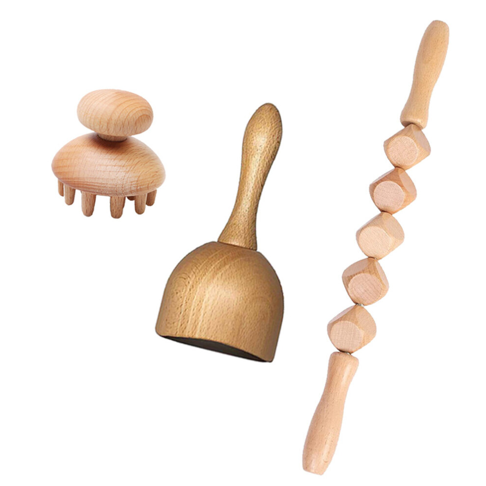 Dechoicelife (A-3Pcs-Set Massager) Tcare Wood Therapy Massage Tools, Cellulite Lymphatic Drainage Massager, Reduce Cellulite, Increased Lymphatic Circulation