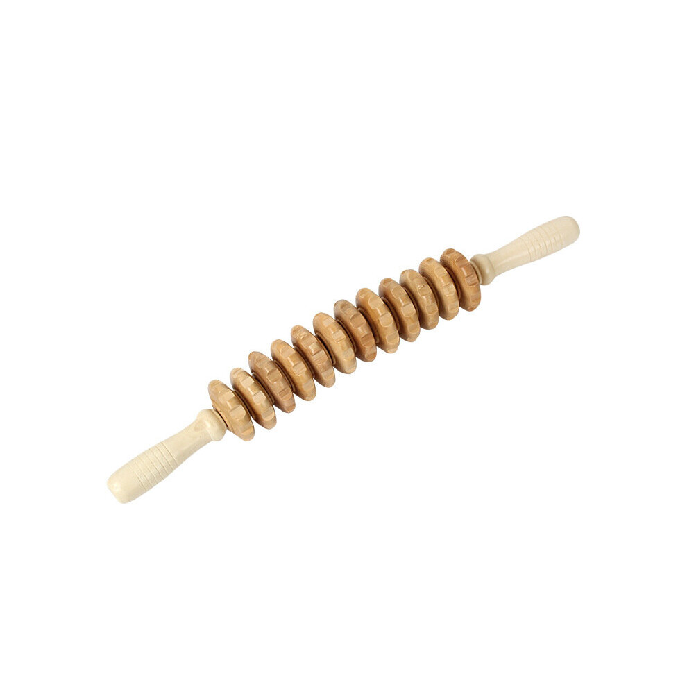 Dechoicelife (A-Wood -12 Wheel) 9/12 Wheel Wood Therapy Roller Massage Tool Curved Maderoterapia Colombiana Massager Lymphatic Drainage Muscle Massage Relax