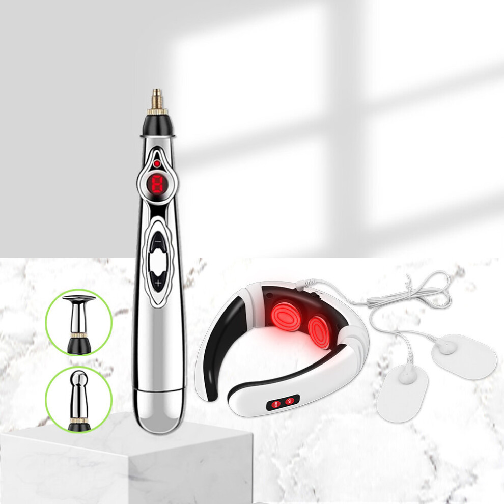 Dechoicelife Electric Pulse Back And Neck Massager Far Infrared Heating Pain Relief Electric Acupuncture Point Meridian Energy Massage Pen