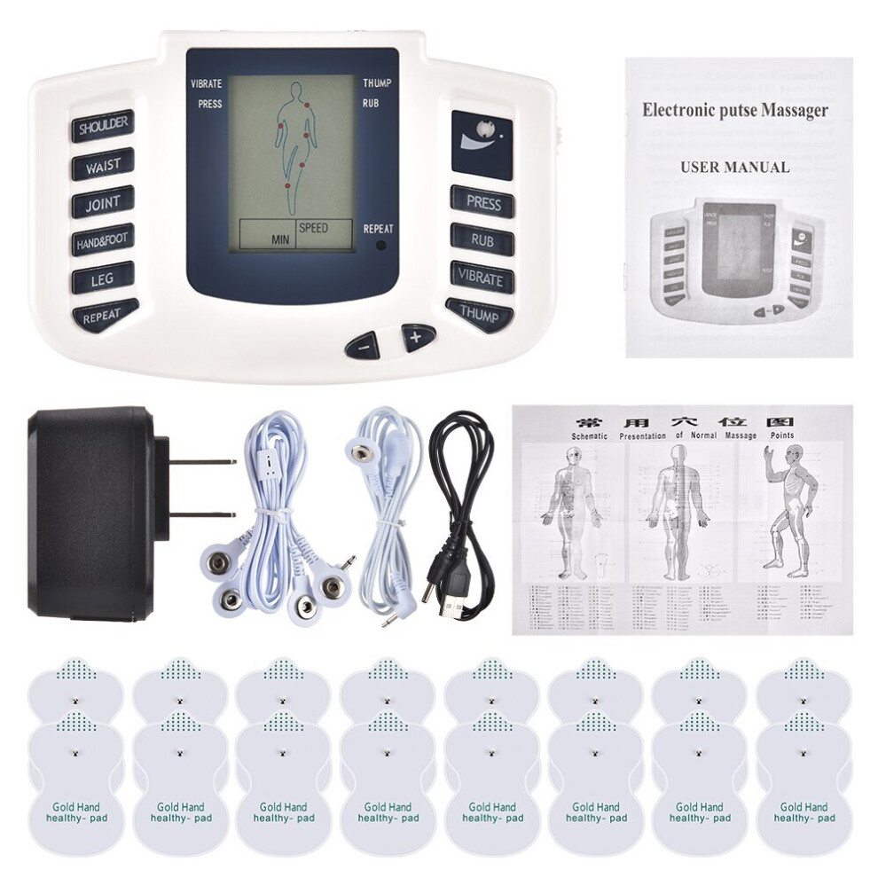 Dechoicelife (A-Device Set Us Plug) 10 Level Electrical Ems Relieve Pain Muscle Stimulator Pulse Tens Acupuncture Therapy Machine Body Relax Muscle Therapy Massage