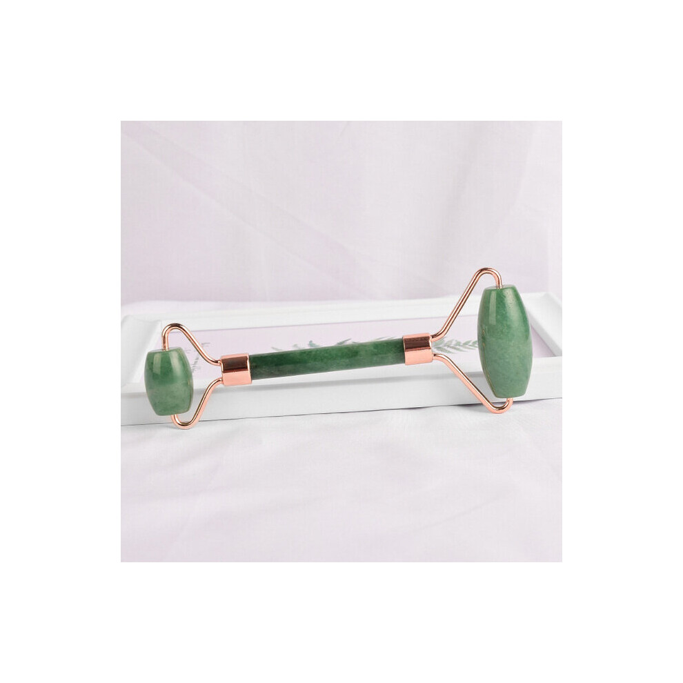 Dechoicelife Gold (A-) Jade Face Care Massage Roller Natural Stone Aventurine Crystal Mineral Healing Neck Massager Apparatus Skincare Gua Sha Detox