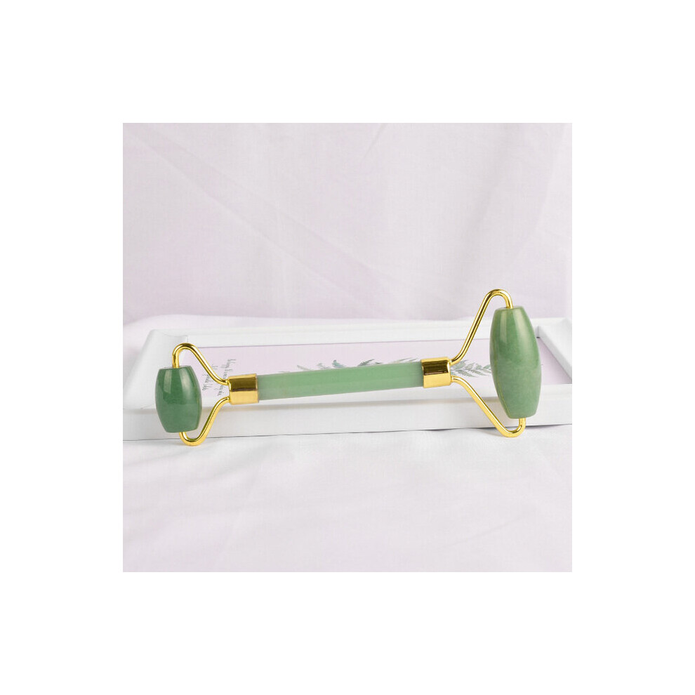 Dechoicelife Gold (A-Rose ) Jade Face Care Massage Roller Natural Stone Aventurine Crystal Mineral Healing Neck Massager Apparatus Skincare Gua Sha Detox