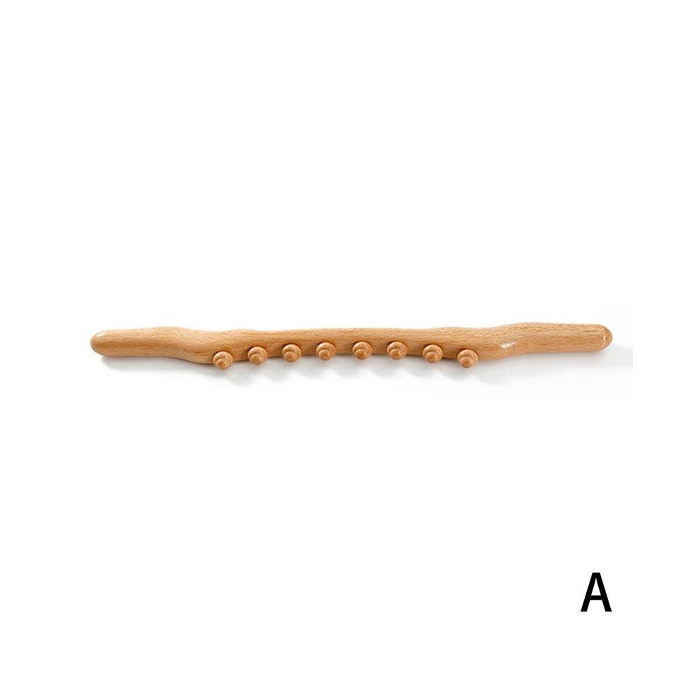 Dechoicelife (A-A) Wooden Gua Sha Stick With 8 Beads Anti-Cellulite Massager Tool For Backpain Relief Wood Therapy Massage Cup
