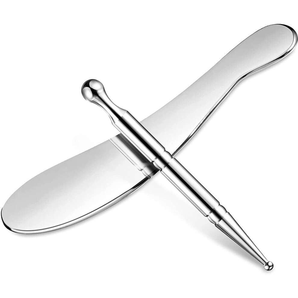 Dechoicelife Tcare 2Pcs/Set Stainless Steel Manual Acupuncture Pen Gua Sha Scraping Massage Tools Set Acupressure Pen Trigger Point Massager