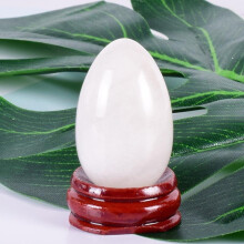(a-40x25 mm) Natural Jade Yoni Egg White Massage Egg Set Undrill&Wooden base Crystal Mineral Ball Kegel Exercise Pelvic Floor Muscle Vaginal