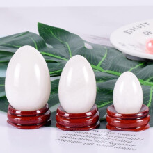 (a-3 pcs) Natural Jade Yoni Egg White Massage Egg Set Undrill&Wooden base Crystal Mineral Ball Kegel Exercise Pelvic Floor Muscle Vaginal