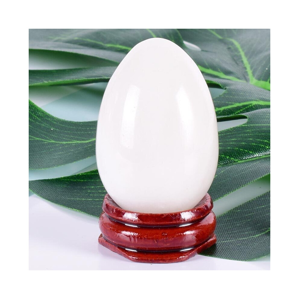 Dechoicelife White (A-45X30 Mm) Natural Jade Yoni Egg Massage Egg Set Undrill&Wooden Base Crystal Mineral Ball Kegel Exercise Pelvic Floor Muscle Vaginal