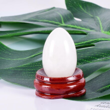 (a-30x20 mm) Natural Jade Yoni Egg White Massage Egg Set Undrill&Wooden base Crystal Mineral Ball Kegel Exercise Pelvic Floor Muscle Vaginal