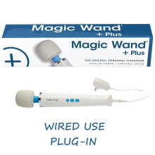 (a-Wired use EU Plug) Authentic Magic Wand Massager plus Vibrator Variable-Speed with Flexible Neck Soft Silicone Head Muscle Relaxing Vibration