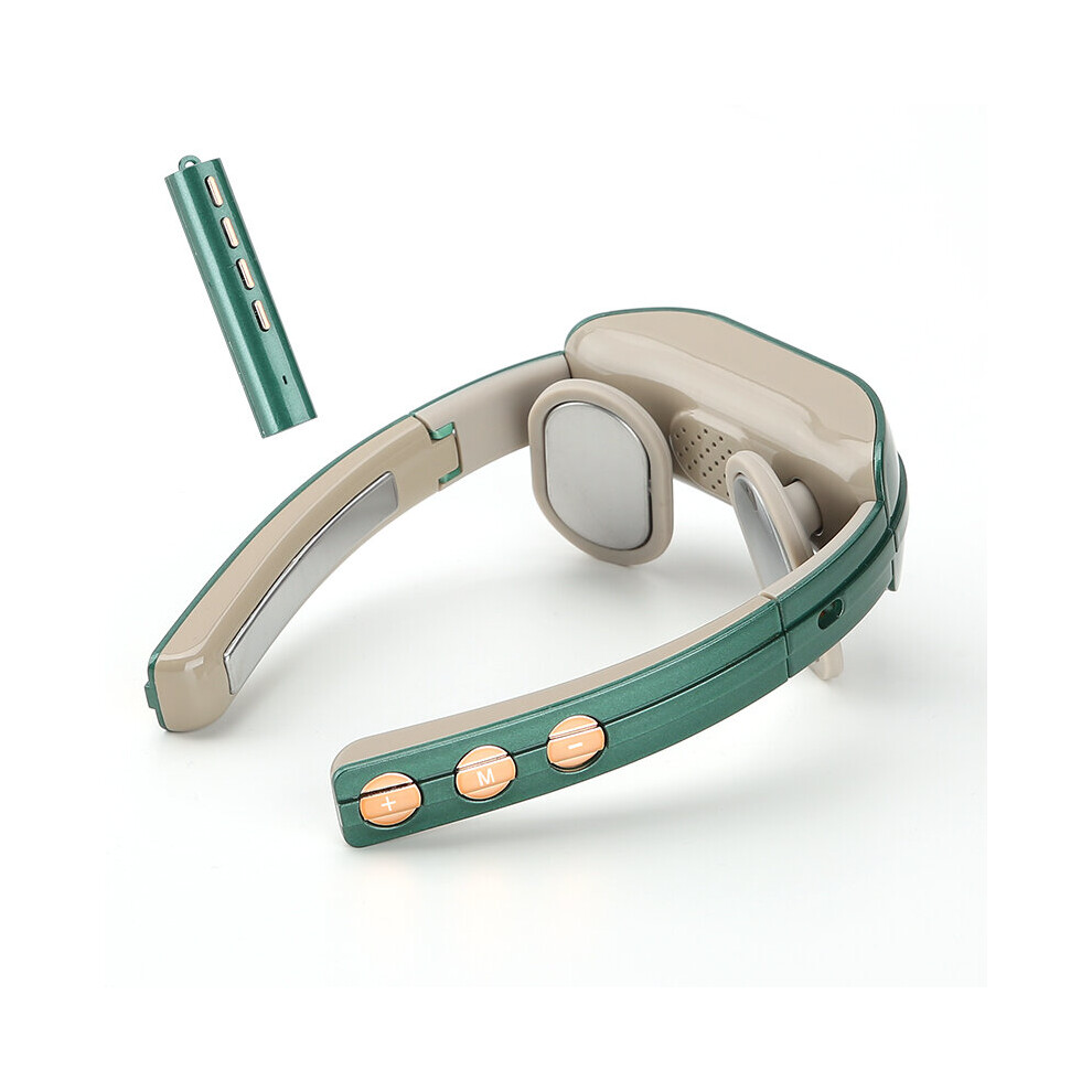 Dechoicelife (A-Forestgreen) Intelligent Pulse Neck Shoulder Massager With Heat Cordless Electric Foldable Vibration Cervical Spine Relaxation Pain Relief