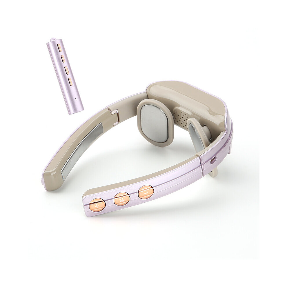 Dechoicelife (A-Rosybrown) Intelligent Pulse Neck Shoulder Massager With Heat Cordless Electric Foldable Vibration Cervical Spine Relaxation Pain Relief