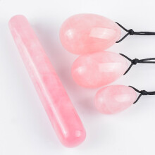 (a-4 pcs egg not box) Natural Pink Rose Quartz Yoni Egg Drilled Gift Boxes Set Kegel Exercise Ball Pelvic Floor Muscle Vaginal ToolHealth Care Massage