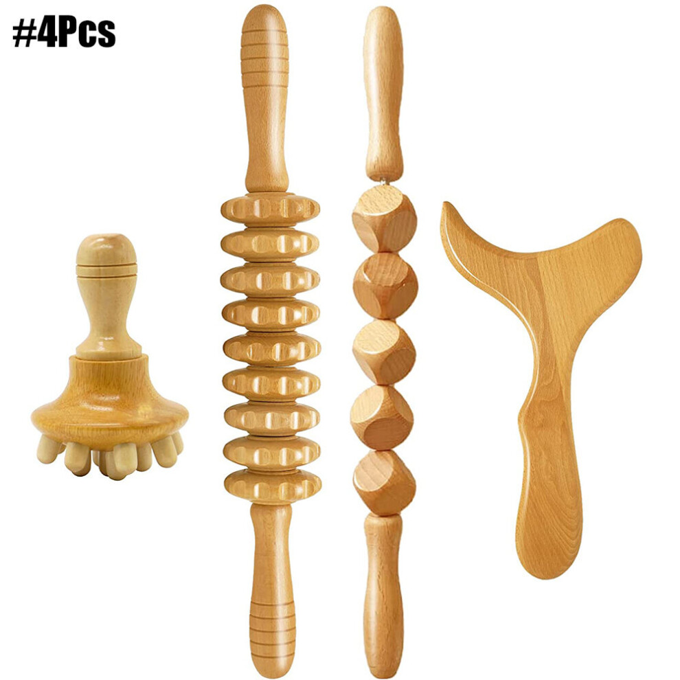 Dechoicelife Red (A-) Wood Therapy Massage Set Maderoterapia Massager Roller Anti Cellulite Slimming Gua Sha Massager For Body Back Foot Masajeador